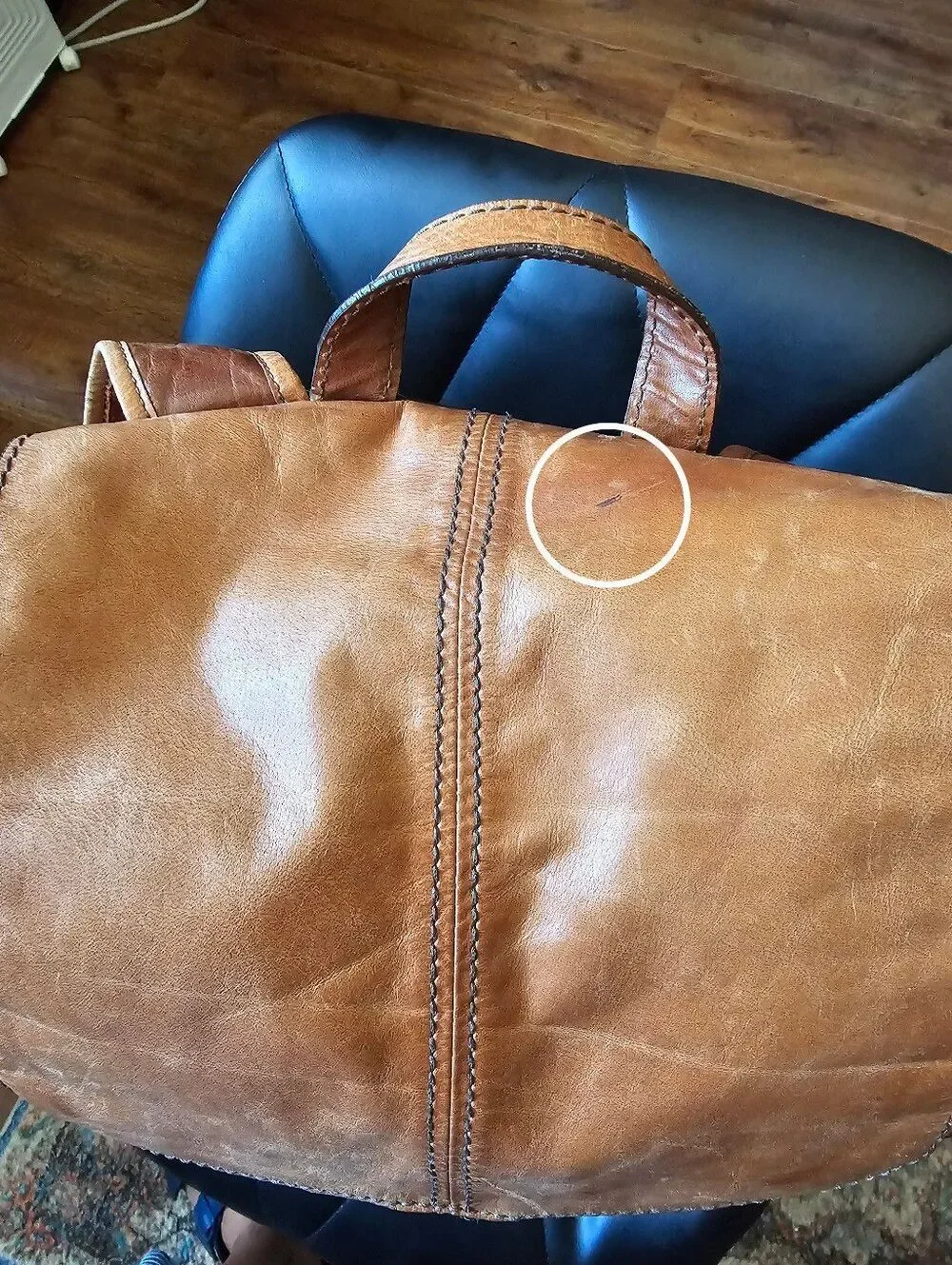 Vintage Fossil Chestnut Brown Leather Backpack